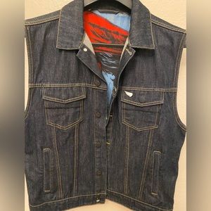 Saint CC denim moto vest.